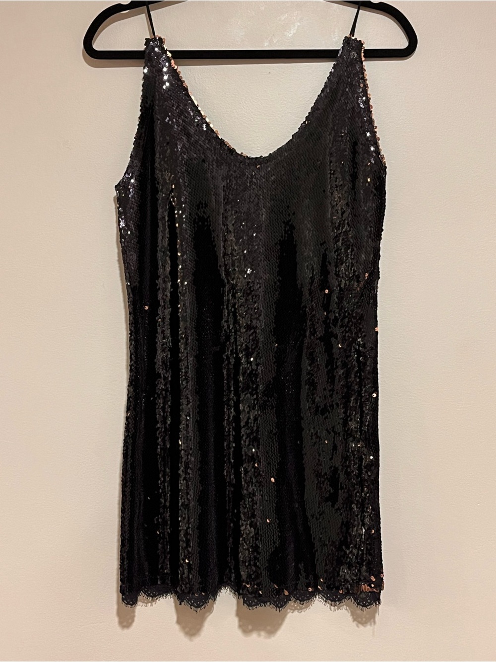 Intimately Free People | A-line Sequin black/bronze mini slip dress Women size M